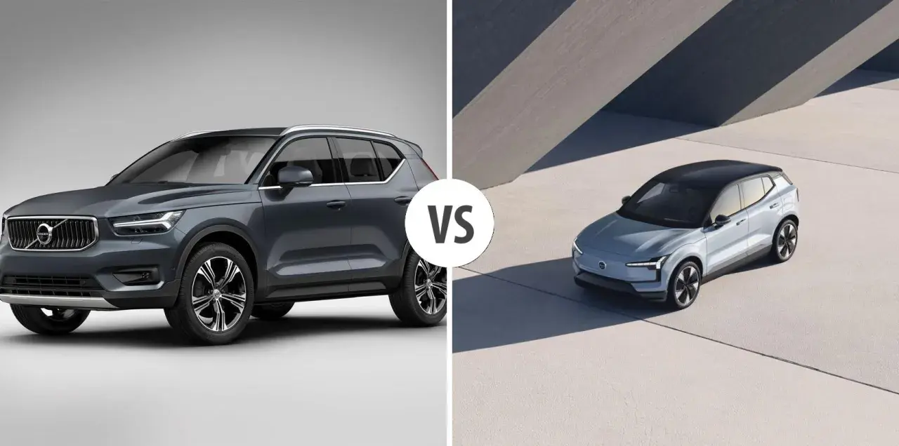Confronto tra Volvo XC40 e un nuovo modello, forse il futuro Volvo XC20, con design distintivo.