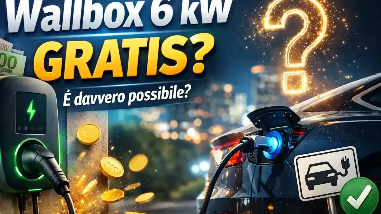 Wallbox 6 kW gratis? Monete d'oro e un'auto elettrica in carica suggeriscono incentivi wallbox. È davvero possibile?