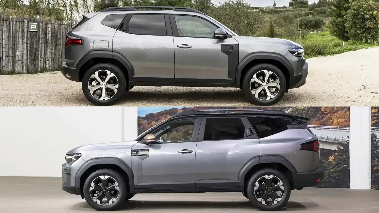 Dacia Bigster: due viste laterali a confronto per valutarne le dimensioni. Un SUV spazioso e robusto.