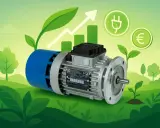Motore elettrico con simbolo di crescita e euro, per un elevato rendimento motore elettrico e risparmio.