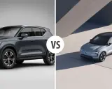 Confronto tra Volvo XC40 e un nuovo modello, forse il futuro Volvo XC20, con design distintivo.