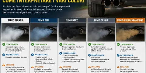 Fumo bianco dalla marmitta diesel: vapore acqueo, normale a freddo. Se persistente, consulta un meccanico.