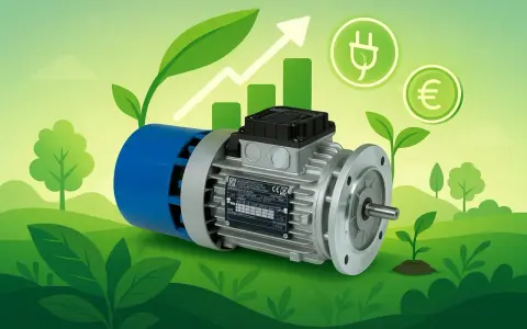 Motore elettrico con simbolo di crescita e euro, per un elevato rendimento motore elettrico e risparmio.