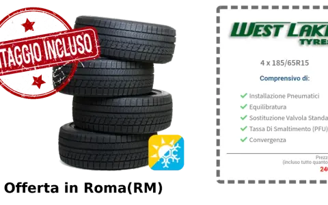 Offerta pneumatici estivi West Lake 4 x 185/65R15 a Roma, montaggio incluso. Prezzo 240€.