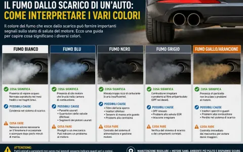 Fumo bianco dalla marmitta diesel: vapore acqueo, normale a freddo. Se persistente, consulta un meccanico.