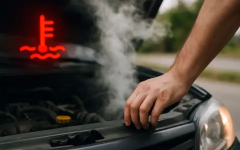 Spia candelette accesa, fumo dal motore e mano sul cofano. L'auto si surriscalda.