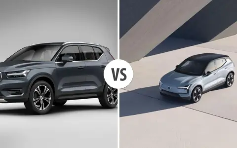 Confronto tra Volvo XC40 e un nuovo modello, forse il futuro Volvo XC20, con design distintivo.