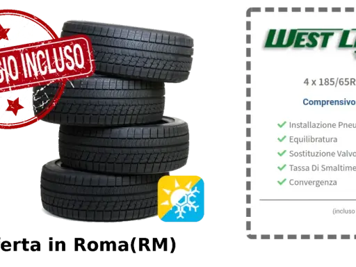 Offerta pneumatici estivi West Lake 4 x 185/65R15 a Roma, montaggio incluso. Prezzo 240€.