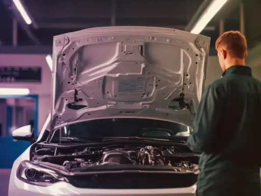 Meccanico osserva il motore aspirato, capendo il suo significato e funzionamento.