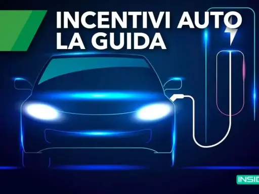 Auto elettrica in ricarica, con testo "Incentivi Auto La Guida". Scopri come ottenere i tuoi incentivi auto elettrica.