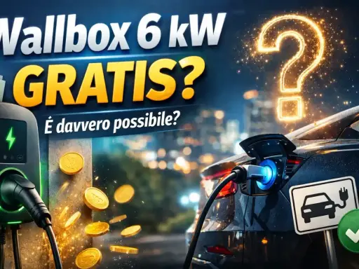 Wallbox 6 kW gratis? Monete d'oro e un'auto elettrica in carica suggeriscono incentivi wallbox. È davvero possibile?