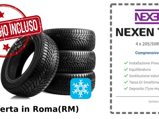 Offerta pneumatici Nexen 4 x 205/50R17 a Roma, montaggio incluso. Prezzo 440€.