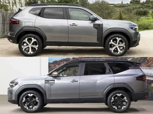 Dacia Bigster: due viste laterali a confronto per valutarne le dimensioni. Un SUV spazioso e robusto.