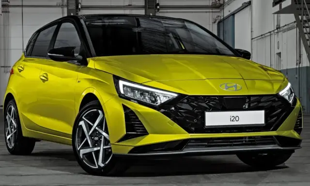 Hyundai i20 GPL: un'auto gialla brillante con un design moderno. Nessun problema visibile, solo stile.