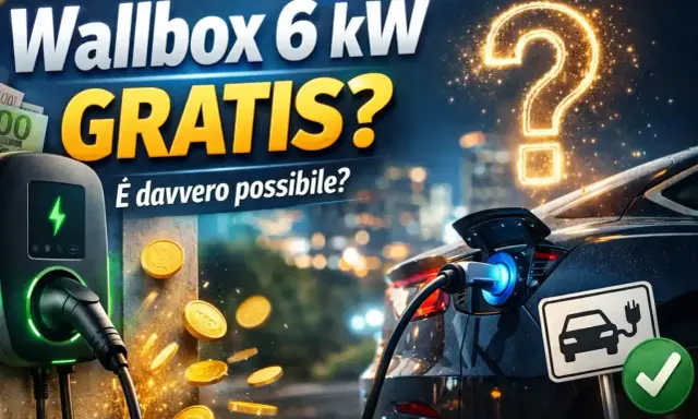 Wallbox 6 kW gratis? Monete d'oro e un'auto elettrica in carica suggeriscono incentivi wallbox. È davvero possibile?