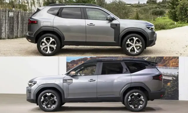 Dacia Bigster: due viste laterali a confronto per valutarne le dimensioni. Un SUV spazioso e robusto.