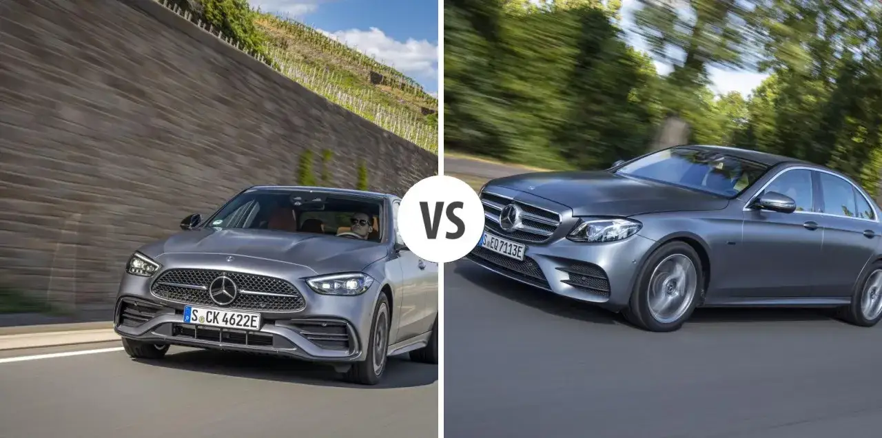 Confronto tra la Mercedes Classe C 2026 e un'altra berlina Mercedes.