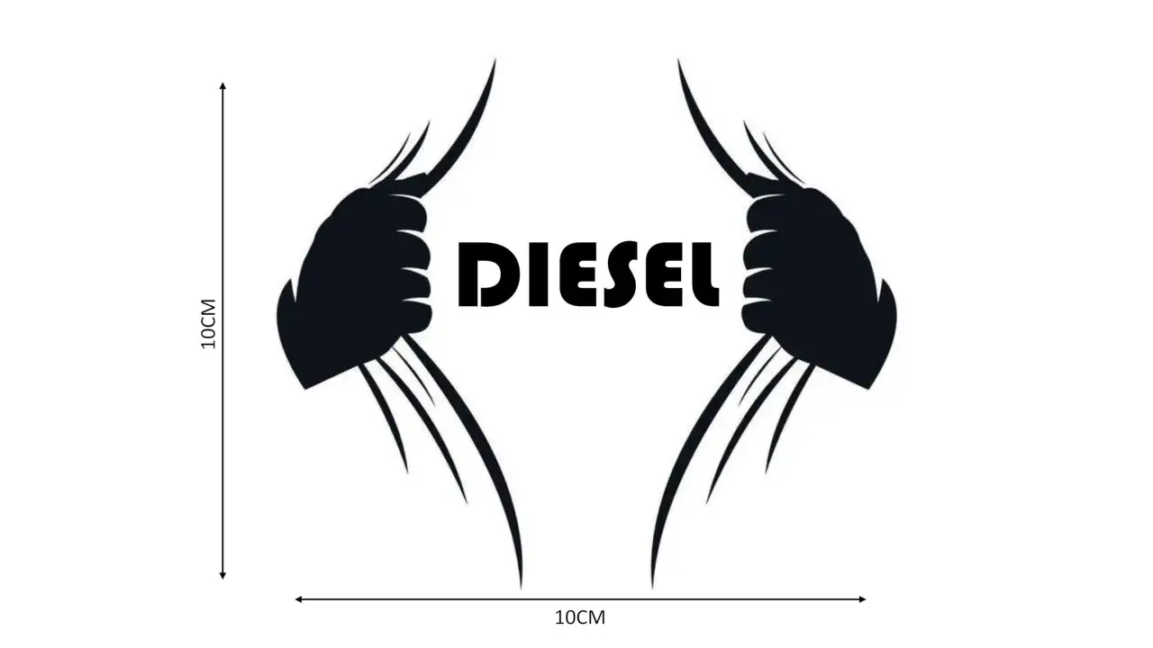 Artiglio nero graffiante con scritta DIESEL, ideale per auto compatibili con biodiesel.